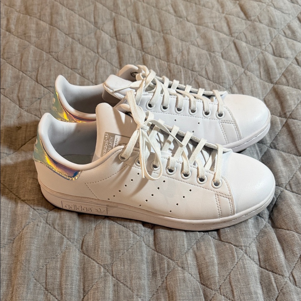 Adidas White Sneakers with Iridescent Accents